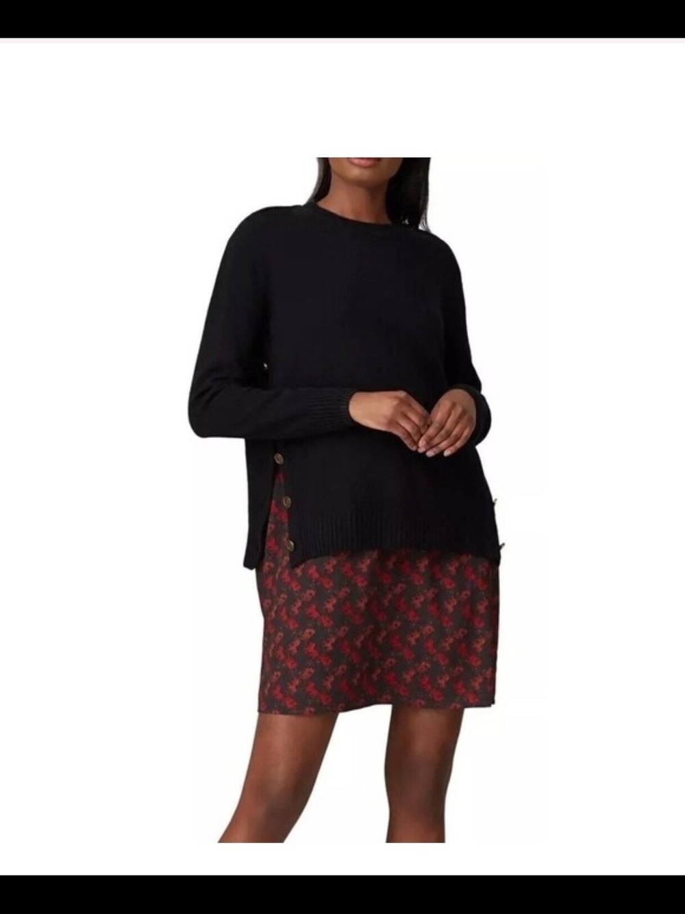Coach Horse  & Carriage Black Side Button Sweater Dress Women's Size S Wool EUC